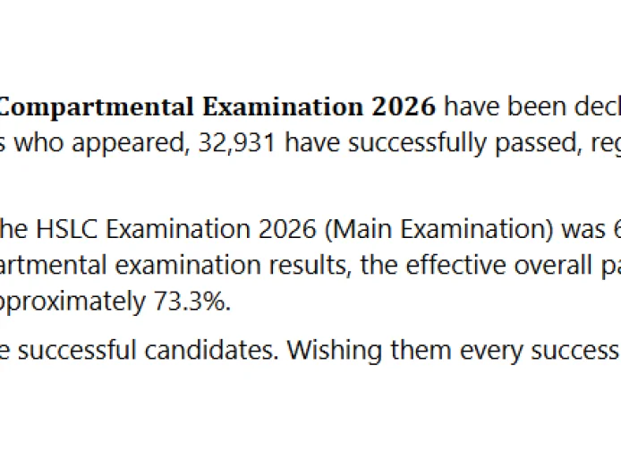 Assam HSLC Compartment Result 2026 Out, Over Half the Students Clear Exams