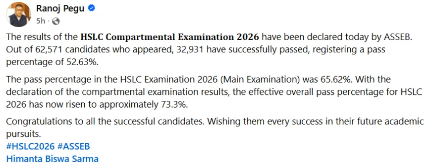 Assam HSLC Compartment Result 2026 Out, Over Half the Students Clear Exams