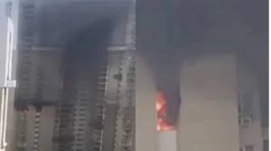 Update: A fire broke out at a high-rise residential building in Noida, with an AC explosion suspected to be the cause. Multiple fire tenders were rushed to the spot, and firefighting operations are currently underway.