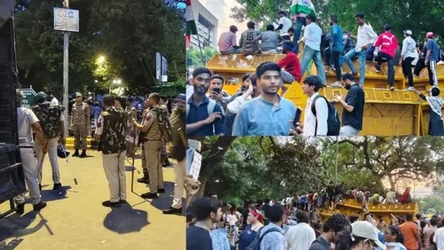 Delhi Erupts: 5 Cops Injured, Tear Gas Fired, Internet Suspended as CJP Protest Sparks Chaos Near Parliament