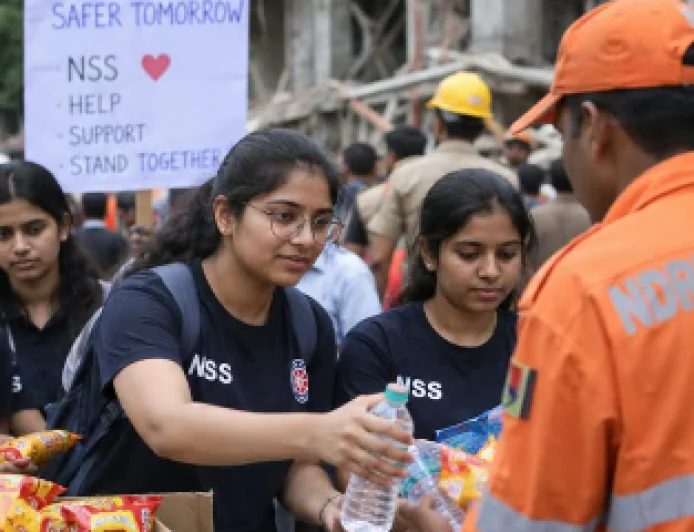  सत्य निकेतन हादसे के बाद मसीहा बने छात्र, NSS के स्वयंसेवकों ने बांटा पानी और खाना