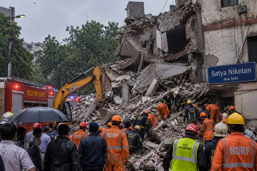 बारिश के बीच दिल्ली में बड़ा हादसा, सत्य निकेतन में गिरी 4 मंजिला इमारत, कई छात्रों के दबे होने की आशंका